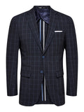 Slim Oasis Linen Navy Check Blz