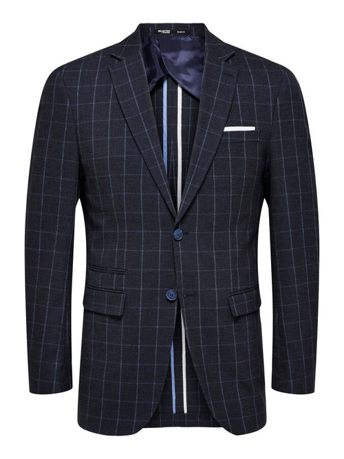 Slim Oasis Linen Navy Check Blz