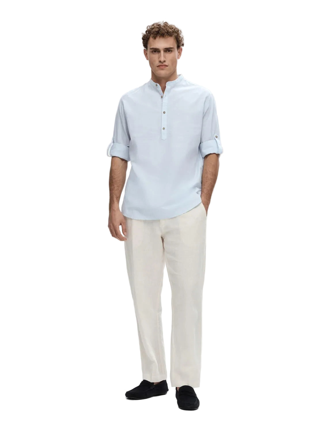 Regular New Linen Shirt Tunic LS Band