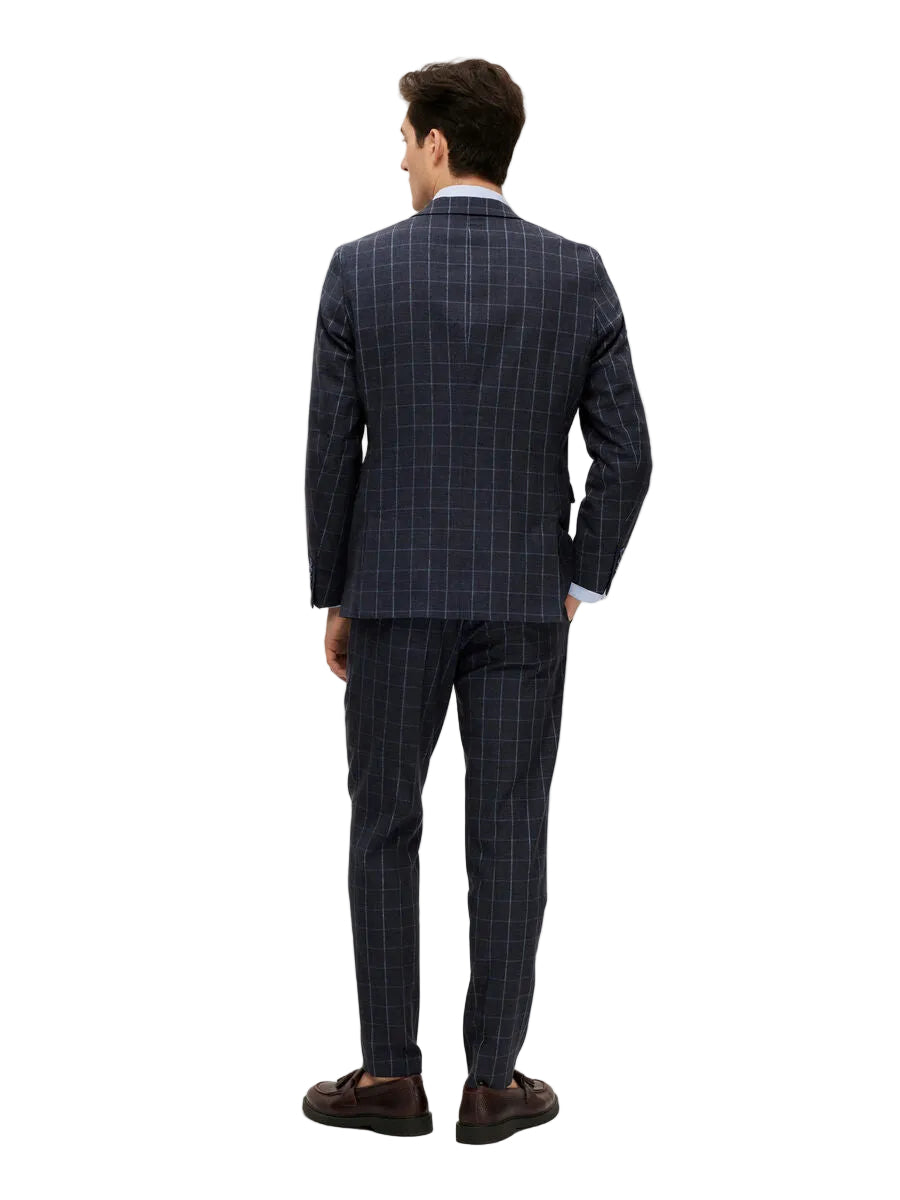 Slim Oasis Linen Navy Check Blz