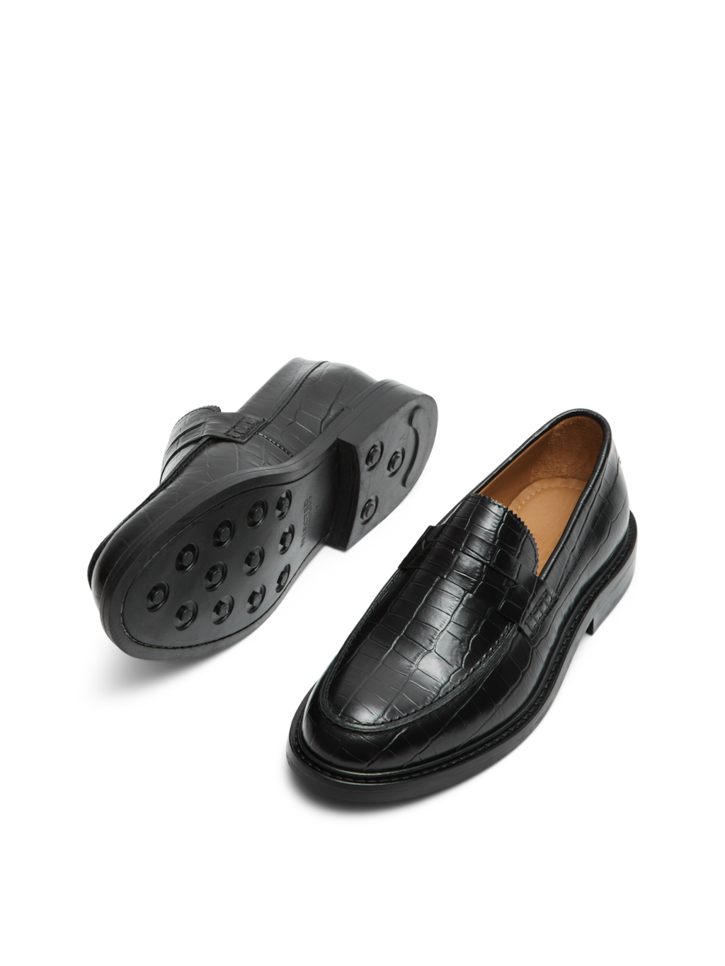 Carter Leather Low Penny Loafer Croco